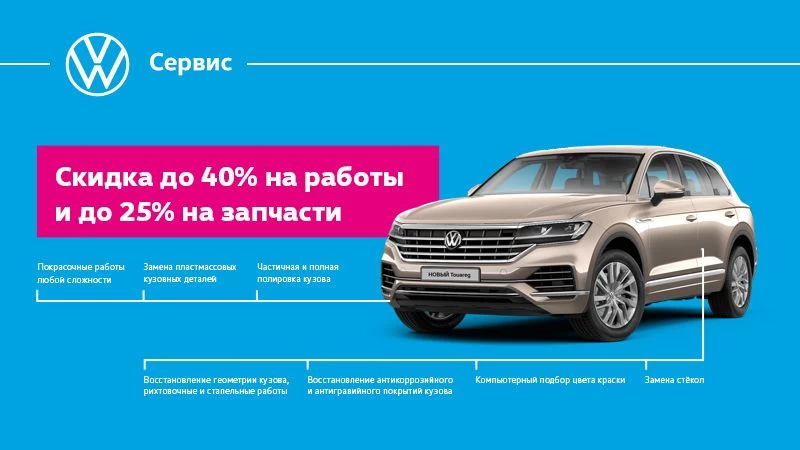 Выгода 40% на работы и 25% на запчасти при кузовном ремонте!
